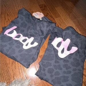 body by raven tracy Black Leopard Print Tracksuit with Pink Logo